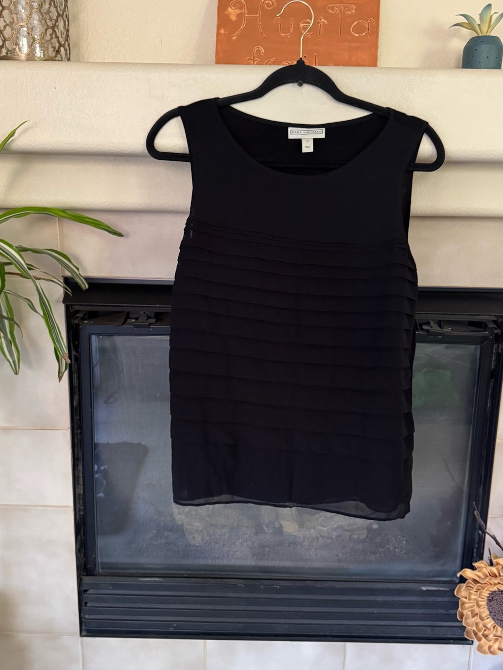 Dana Buchman Black Layered Chiffon Tank